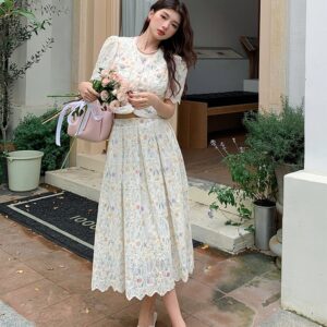 法式小香風碎花套裝